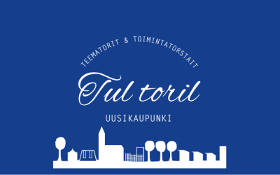 Kaupungin siluetti ja tul toril -logo tekstinä.