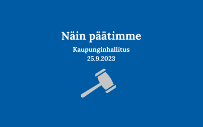 Kaupunginhallituksen päätöksiä 25.9.2023