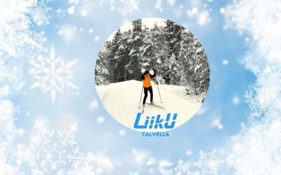 hiihtäjä talvimaisemissa liiku talvella kampanja logo