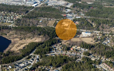 Ilmakuva kaupunkikeskustan itäpuolelta, kantatie 43 varrelta, kurjenpolun liittymästä