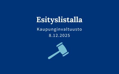 Kaupunginvaltuuston esityslistalla 8.12.2025