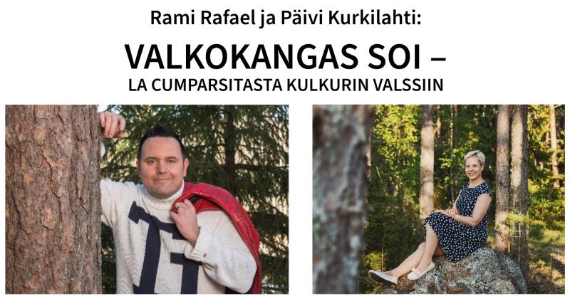 Kaksi kuvaa Rami Rafaelista ja Päivi Kurkilahdesta metsässä.