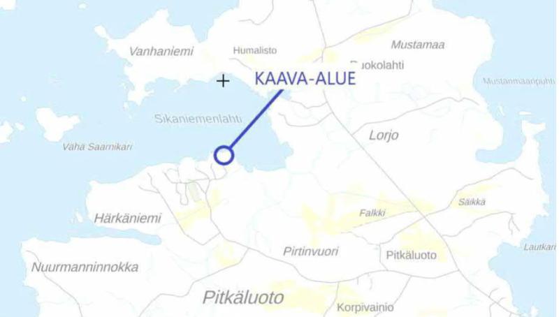 52210 Pitkäluodon ranta-as.kaavan muutos 3 ja laajennus -lähestymiskartta