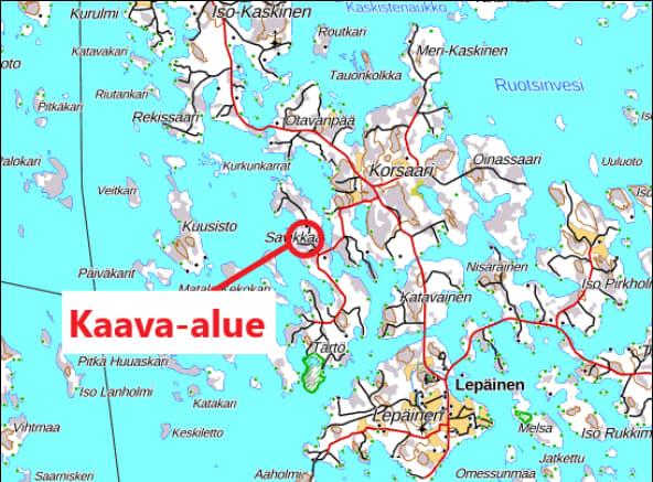 43126 Savikkaan ranta-asemakaavan muutos 4, lähestymiskartta