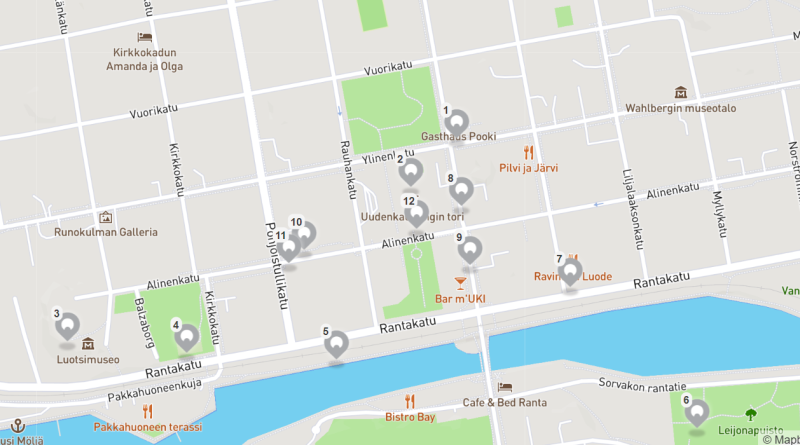 Uudenkaupungin rauha -suunnistuspelin kartta