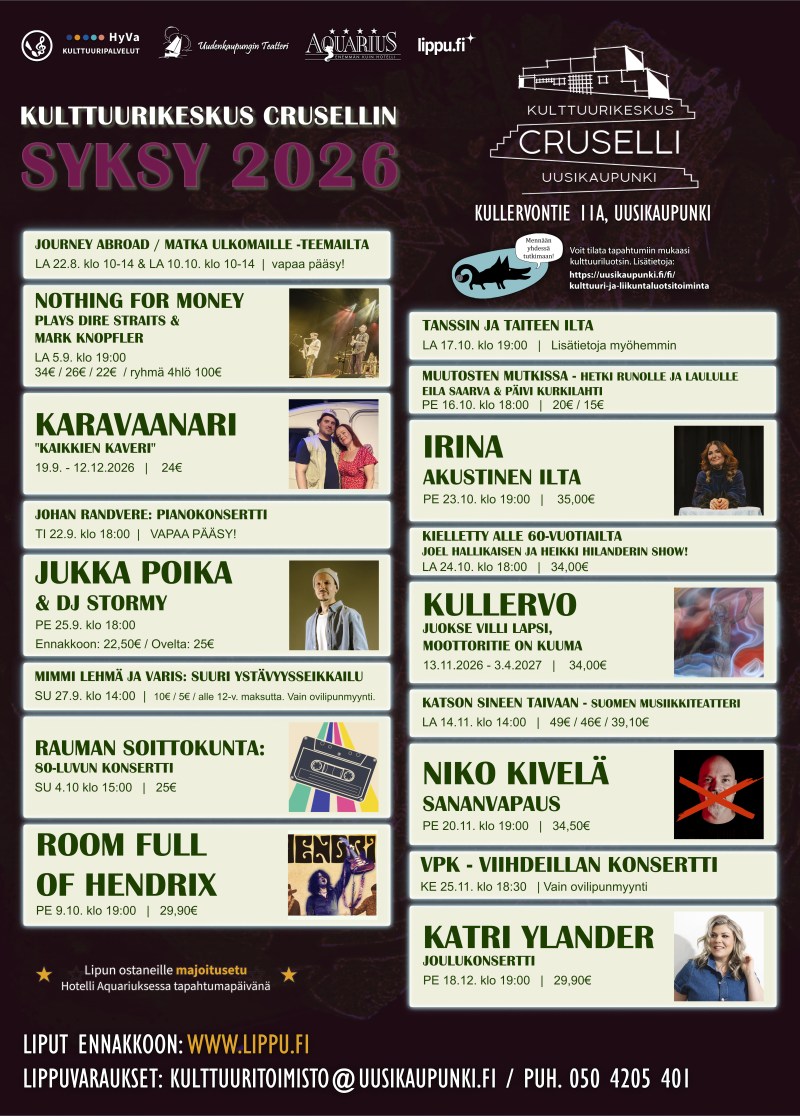Crusellin syksyn ohjelmisto